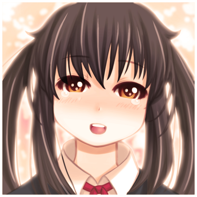 brown_eyes, ebi_tendon, k-on!, long_hair, nakano_azusa, school_uniform, smile, tears