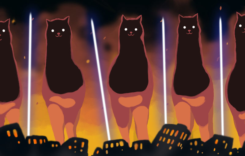 :3, alpaca, apocalypse, building, burning, fire, kagaku, kaze_no_tani_no_nausicaa, monster, parody