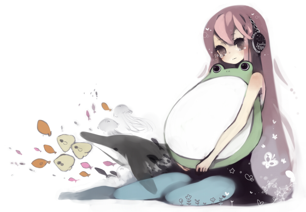 fish, frog, headphones, himehi, jellyfish, megurine_luka, pantyhose, vocaloid
