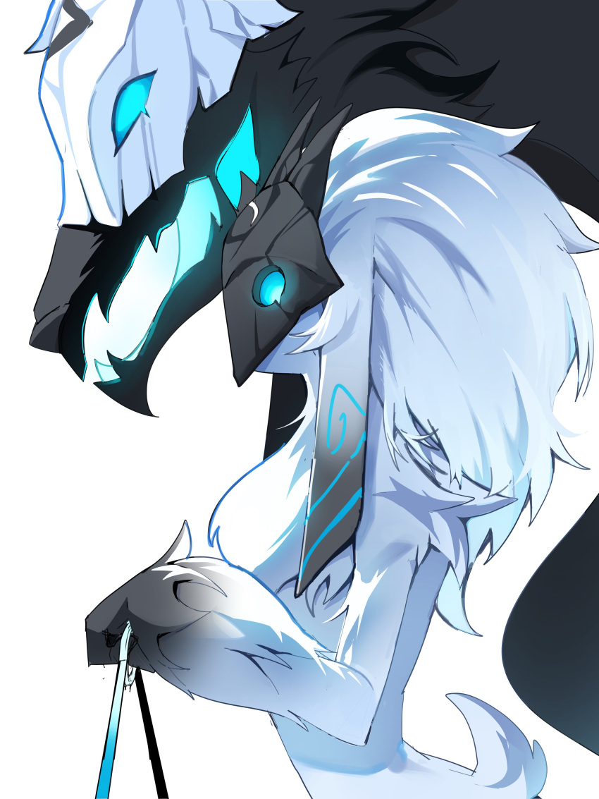 1girl, absurdres, black_fur, breasts, dubu_(dubus2), from_side, furry, furry_female