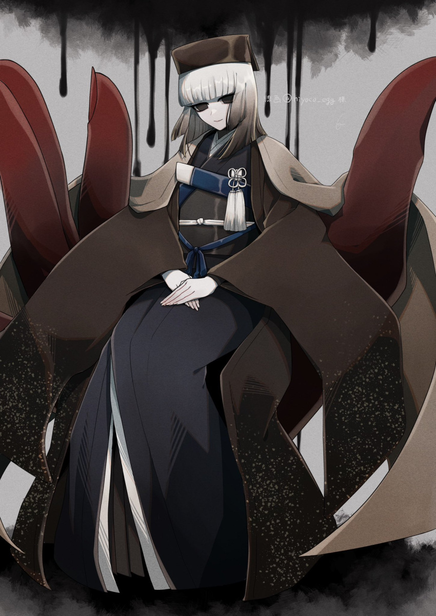 1girl, black_eyes, chajinbou, collaboration, fate/grand_order, fate_(series), full_body, ghost