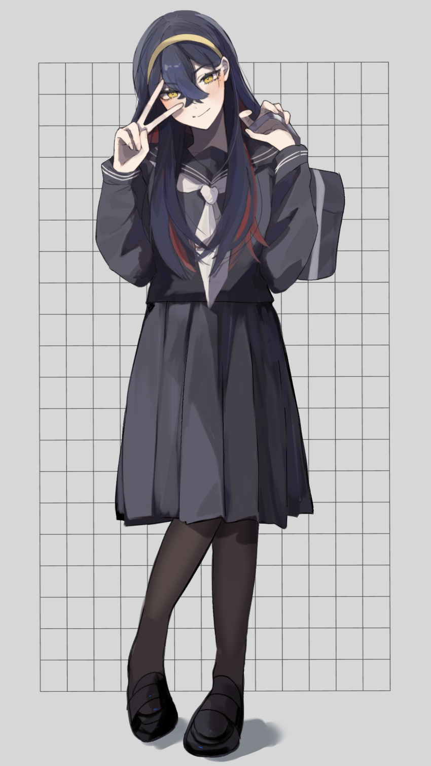 1girl, alternate_costume, black_hair, blush, carmine_(pokemon), closed_mouth, crossed_bangs, eyelashes