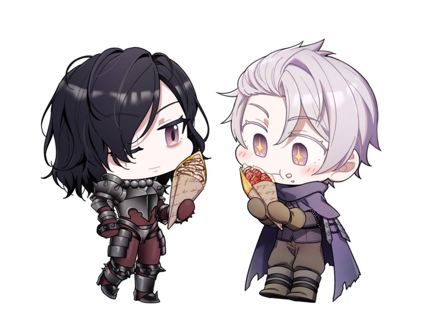 1boy, 1girl, alpha_paranoia, armor, berengaria_(unicorn_overlord), black_eyes, black_hair, black_jacket