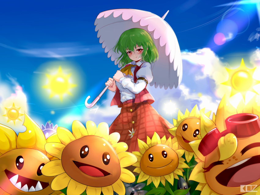 ascot, edz_drawz, field, flower, flower_field, green_hair, highres, kazami_yuuka