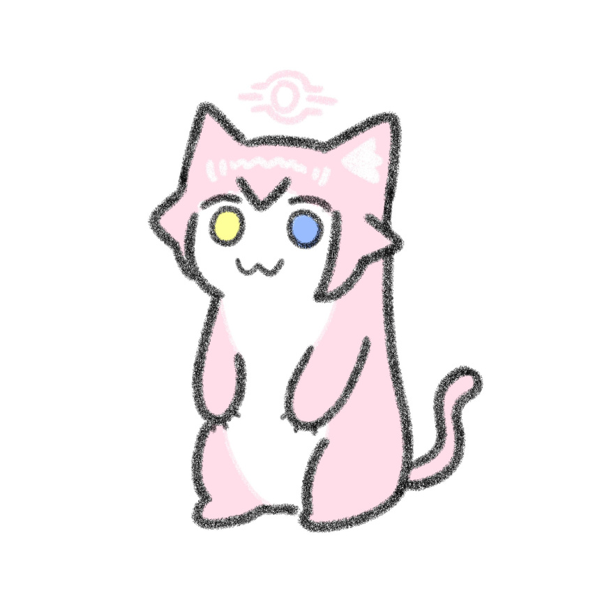 1girl, :3, animalization, blue_archive, ferret, full_body, halo, heterochromia