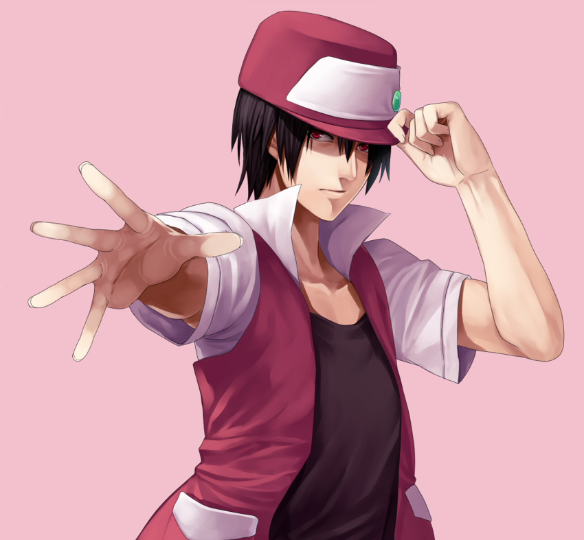 baseball_cap, black_hair, fingernails, hand_on_hat, hat, male, pokemon, pokemon_(game)