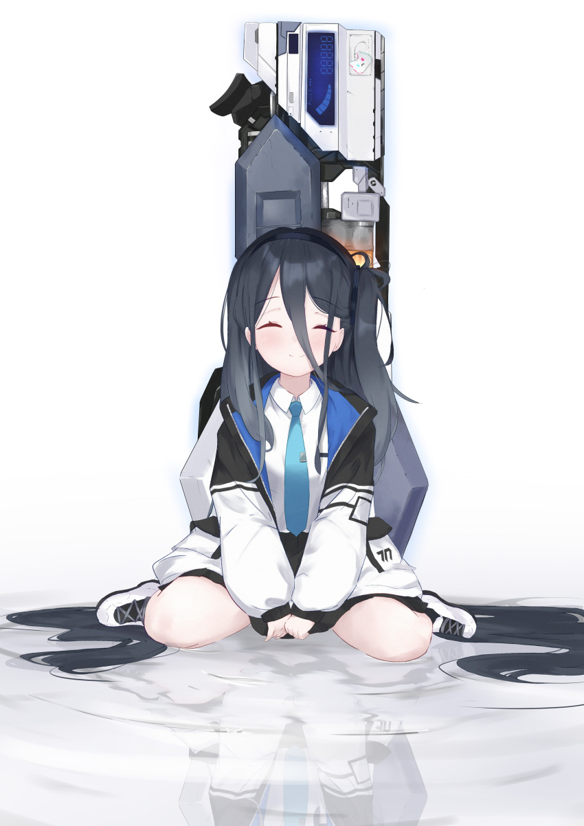 1girl, ^_^, absurdres, aris_(blue_archive), black_hair, black_hairband, black_jacket, blue_archive