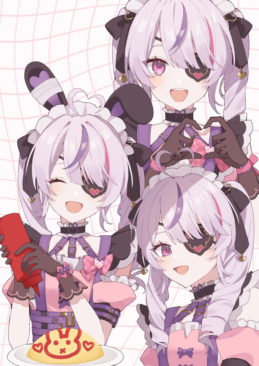 :d, absurdres, ahoge, animal_ears, blush, drill_hair, eyepatch, fake_animal_ears