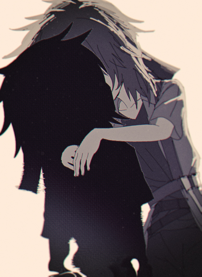 2others, absurdres, androgynous, atoymk, belt, chromatic_aberration, coat, collarbone