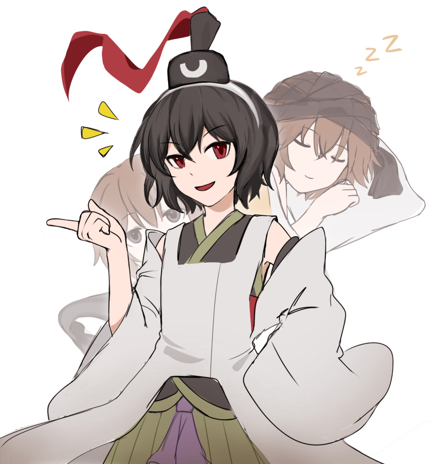 3others, arde_(len'en), benny_(len'en), black_eyes, black_hair, black_hat, black_kimono, cine_hamal