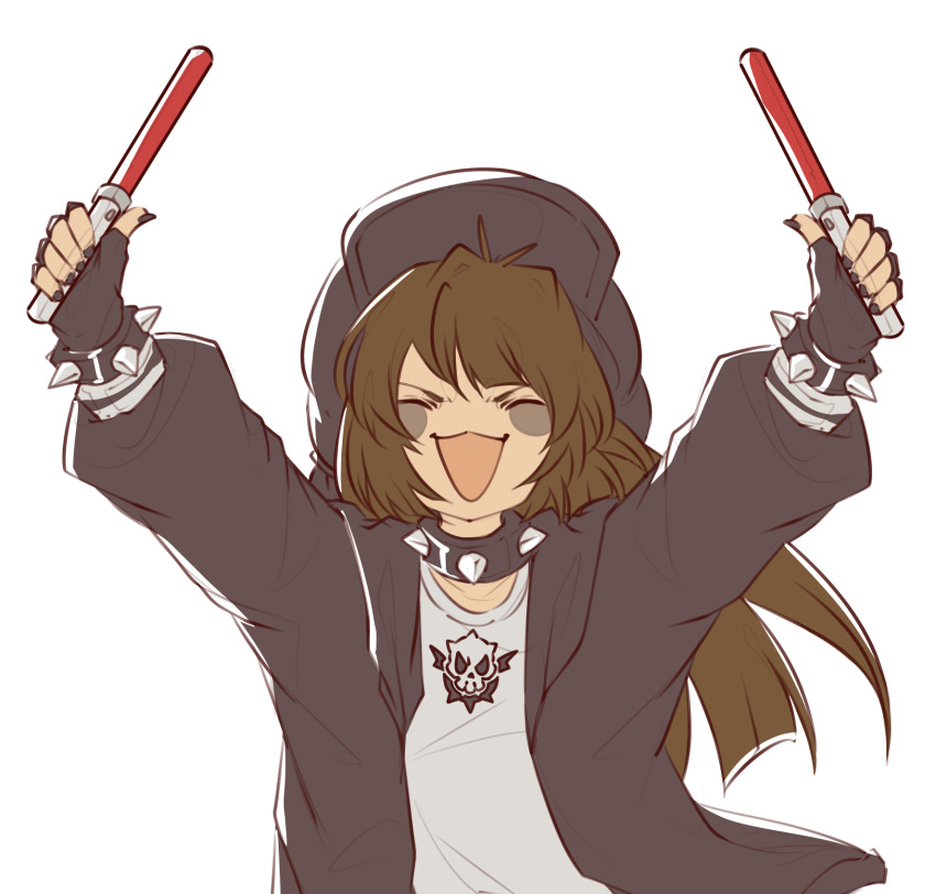 1girl, alternate_costume, bags_under_eyes, black_choker, black_gloves, black_hat, black_hoodie, black_nails