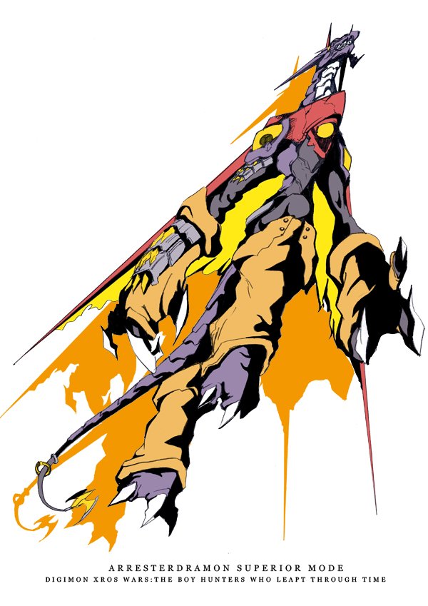arresterdramon_superior_mode, character_name, claws, colored_skin, copyright_name, digimon, digimon_xros_wars, digimon_xros_wars:_toki_wo_kakeru_shounen_hunter-tachi