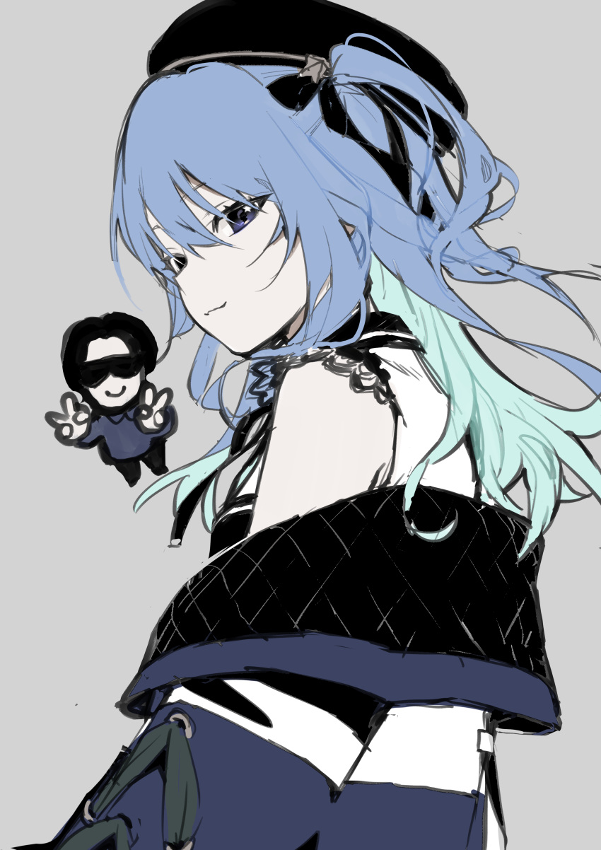 1boy, 1girl, :3, absurdres, alternate_costume, alternate_hairstyle, beret, black_hair