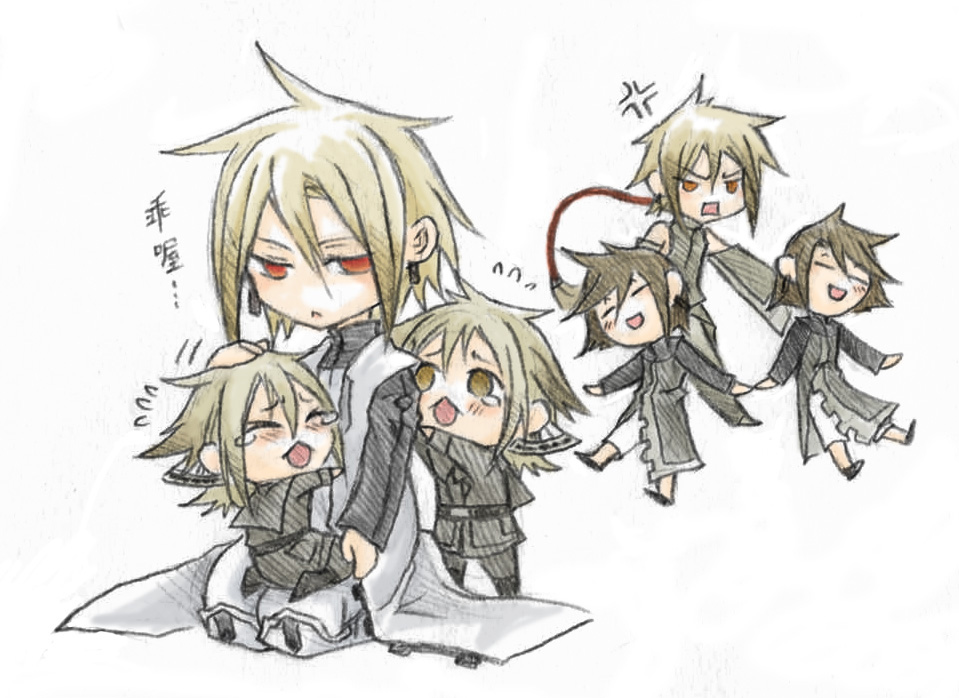 /\/\/\, 6+boys, :<, blonde_hair, brothers, brown_hair, everyone, final_fantasy
