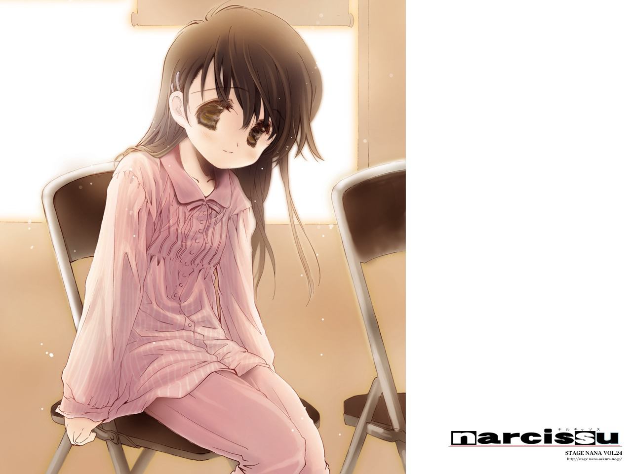 brown_hair, game_cg, loli, long_hair, narcissu, pajamas, setsumi, setsumi_sakura