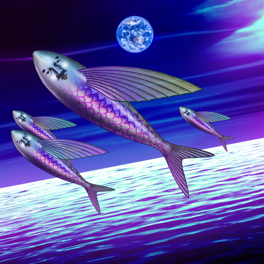 4others, 88kasyo_junrei, absurdres, album_cover, cover, earth_(planet), expressionless, fish