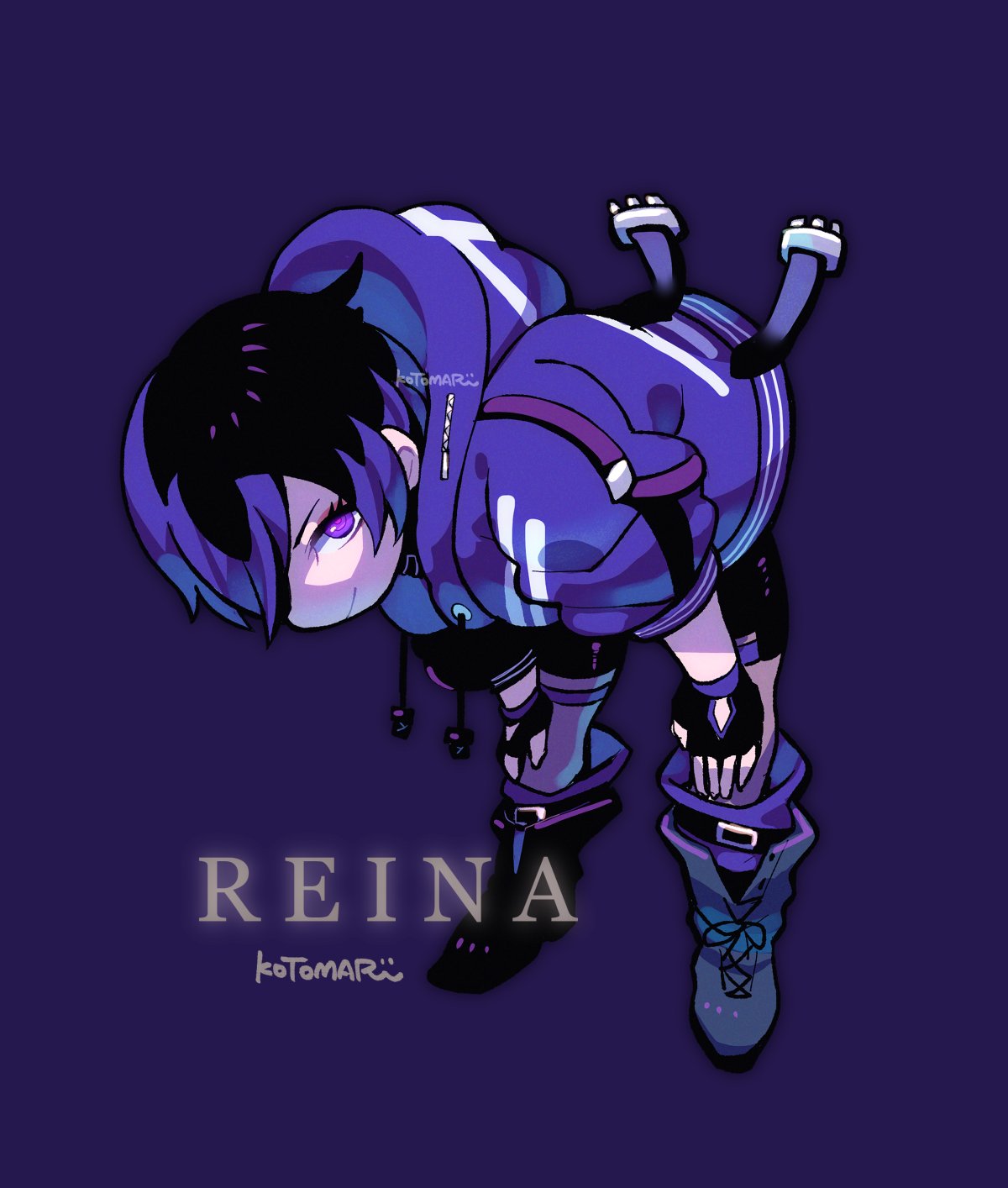 1girl, belt_collar, choker, collar, colored_tips, grey-tinted_eyewear, highres, imminent_kick