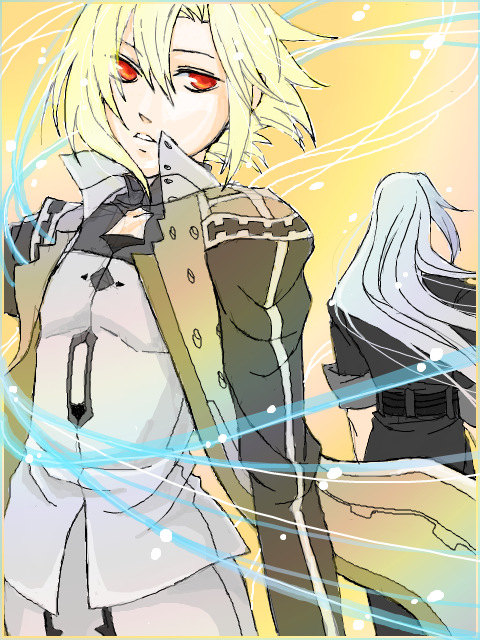 2boys, blonde_hair, coat, final_fantasy, final_fantasy_vii, final_fantasy_vii_advent_children, fusion_swords, lifestream