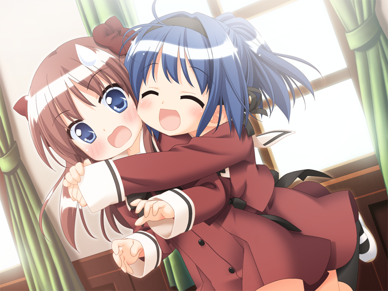 blue_eyes, blue_hair, blush, game_cg, hair_ribbon, hanahira, hanahira!, hanemura_kaori