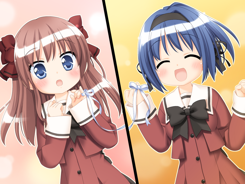blue_eyes, blue_hair, blush, game_cg, hair_ribbon, hanahira, hanahira!, hanemura_kaori