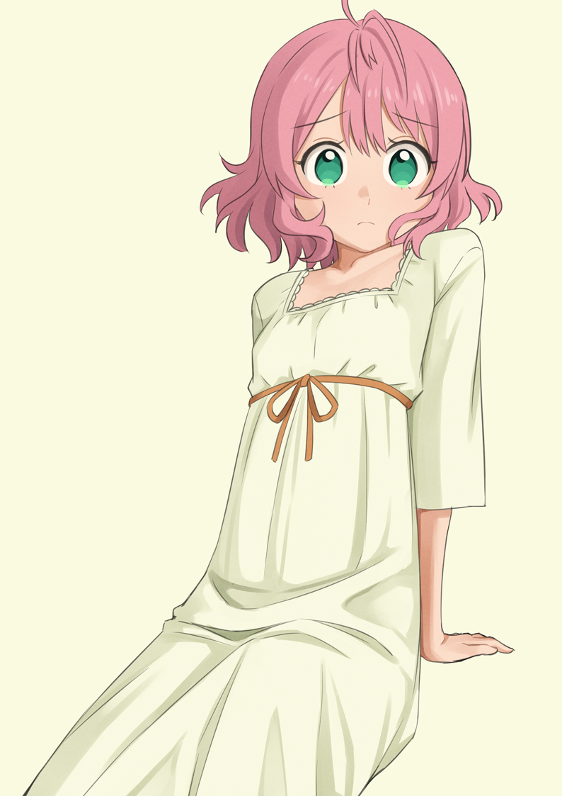 1girl, ahoge, akuyaku_reijou_level_99:_watashi_wa_ura-boss_desu_ga_maou_dewa_arimasen, alicia_ehnleit, arm_support, breasts, easy_(aqk7bdqt), feet_out_of_frame