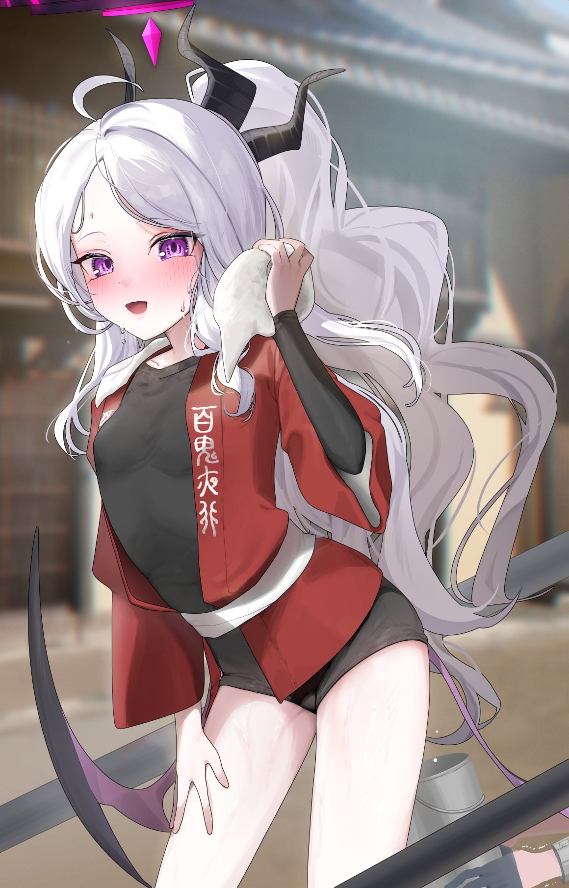 1boy, 1girl, ahoge, alternate_costume, alternate_hairstyle, black_bodysuit, black_gloves, blue_archive