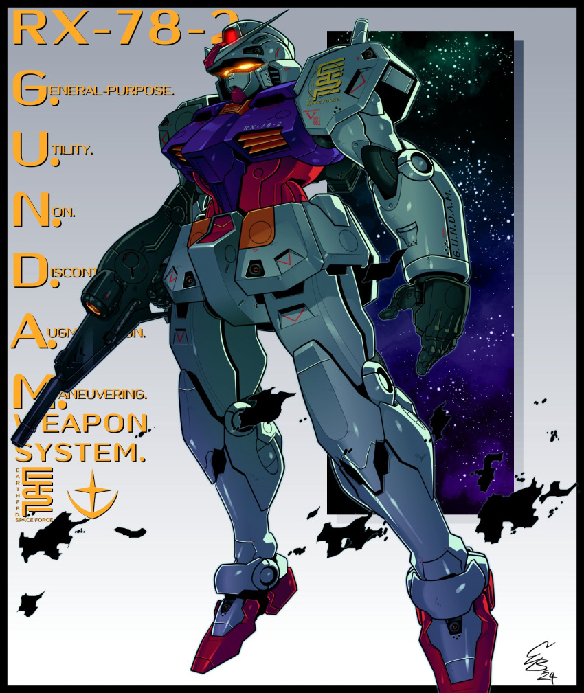2024, arms_at_sides, beam_rifle, black_border, border, character_name, earth_federation_space_forces, energy_gun