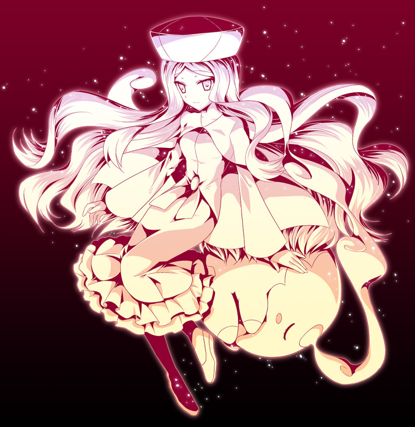 1girl, cattleya_(pokemon), elite_four, hat, highres, long_hair, monochrome, musharna