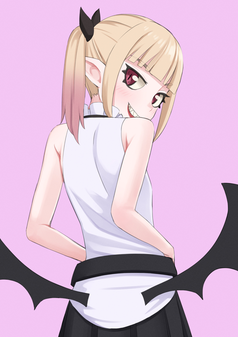 1girl, black_skirt, blonde_hair, blunt_bangs, blush, easy_(aqk7bdqt), hime-sama_"goumon"_no_jikan_desu, lipstick