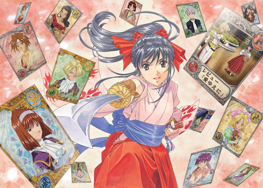 2boys, 6+girls, amulet, aoisatan, apron, ascot, bare_shoulders, basket