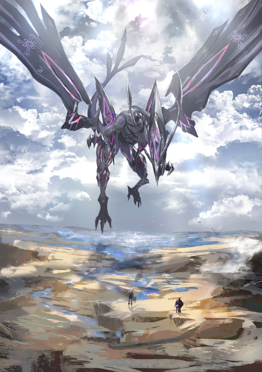 1girl, 1other, absurdres, albion_(fate), armor, armored_leotard, asaki_(asaki_vision), balmung_(fate/apocrypha)