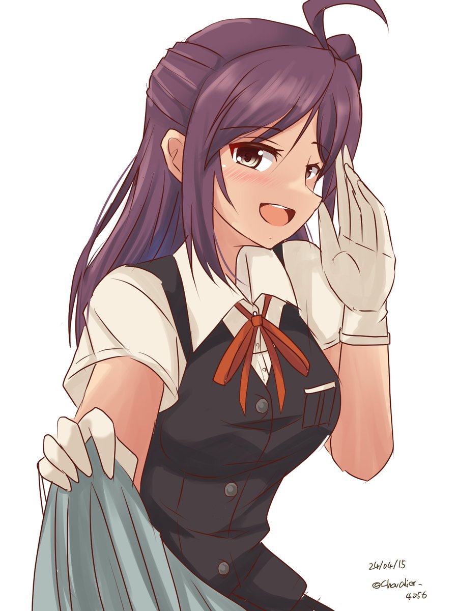 1girl, ahoge, bed_sheet, black_vest, brown_eyes, collared_shirt, commentary_request, dress_shirt