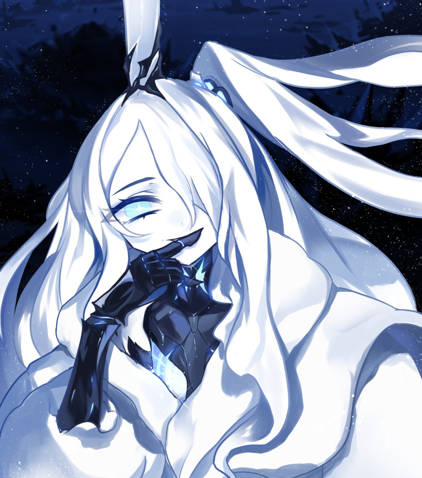 +_+, 1girl, azur_lane, blue_eyes, coat, colored_skin, cross-shaped_pupils, dress