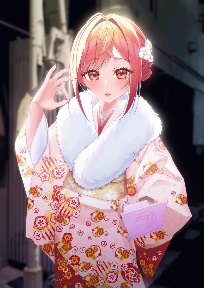 1girl, absurdres, alternate_costume, alternate_hairstyle, blush, commentary_request, cowboy_shot, fingernails