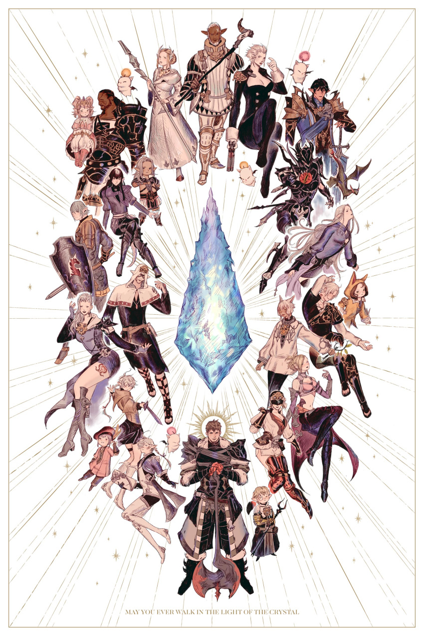 6+girls, absolutely_everyone, absurdres, alisaie_leveilleur, alphinaud_leveilleur, ardbert_hylfyst, armor, axe