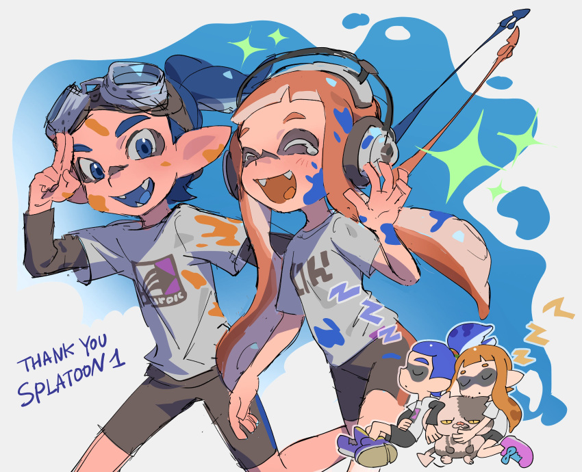 1boy, 1girl, :d, ^_^, absurdres, animal, arm_up, black_shorts
