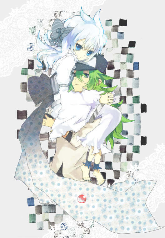 baseball_cap, blue_eyes, green_eyes, green_hair, hat, japanese_clothes, moemon, n_(pokemon)