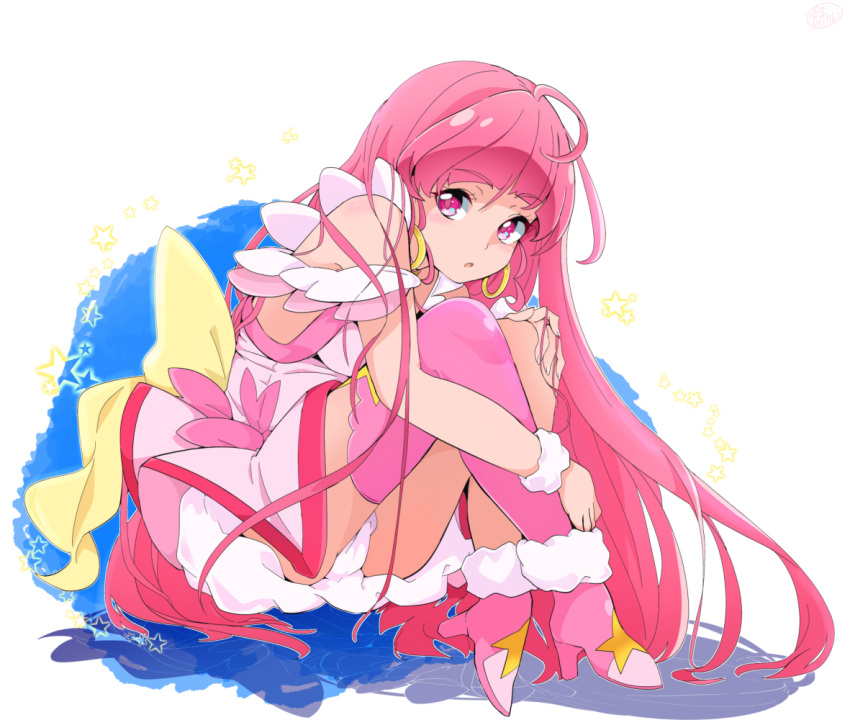 1girl, ahoge, alternate_hairstyle, ankle_boots, back_bow, boots, bow, commentary