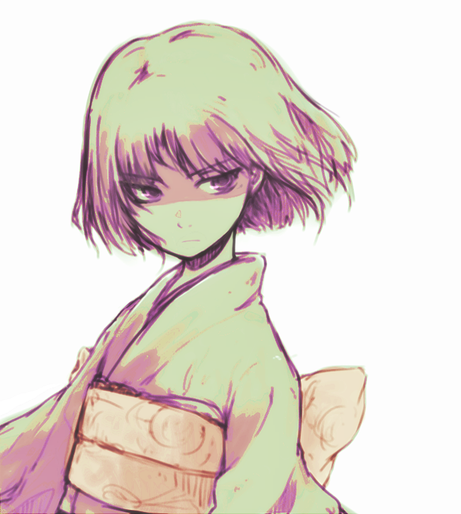 kara_no_kyoukai, kimono, ryougi_shiki, shirotsume_kusa, shirotsume_kusa_(sayern), short_hair, solo