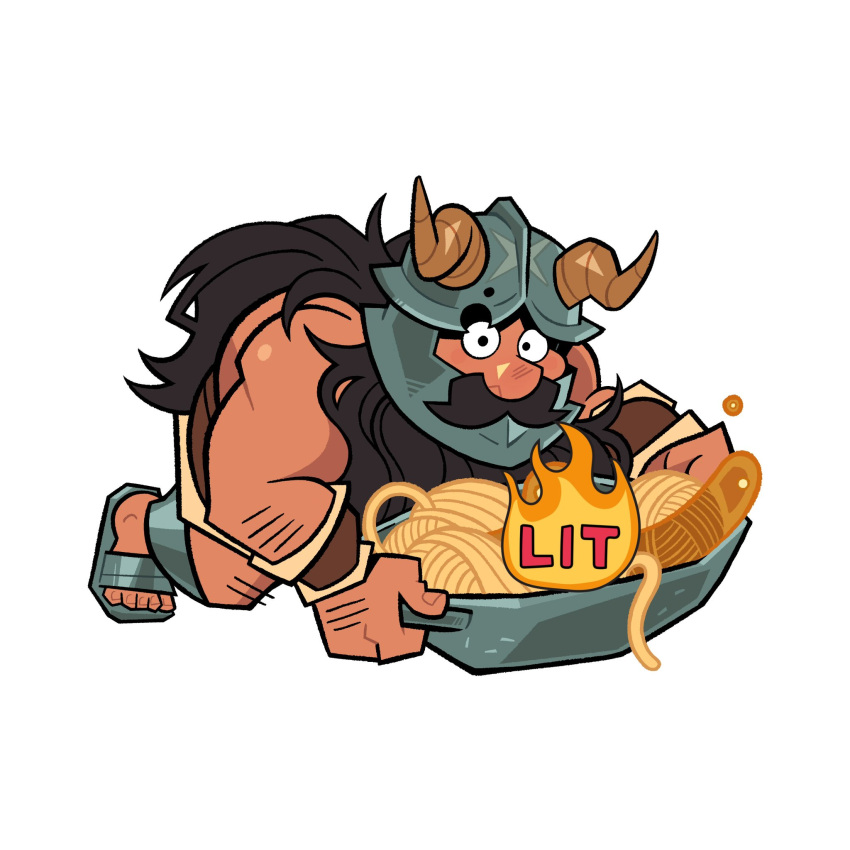 1boy, beard, brown_hair, deformed, dungeon_meshi, dwarf, emoji, facial_hair