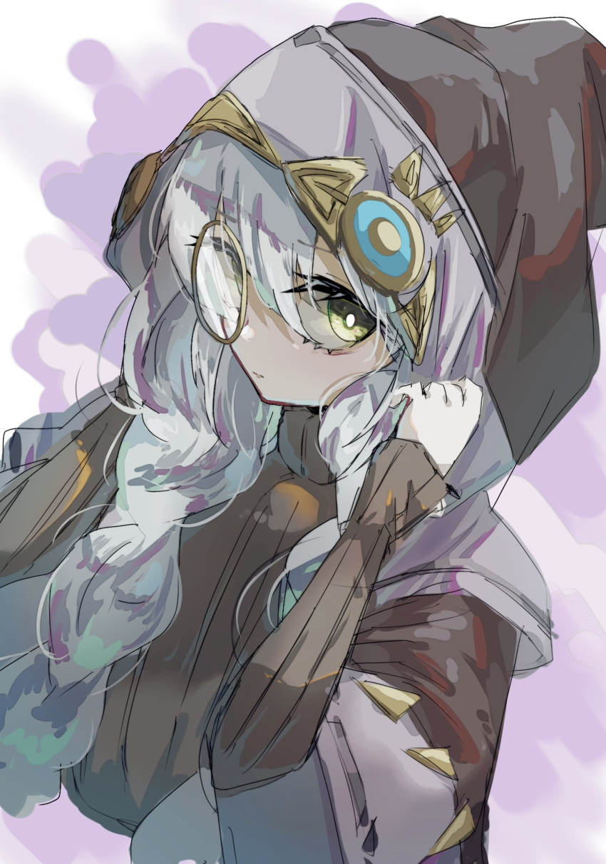 1girl, asteria_of_the_white_woods, black_sweater, braid, diabellstar_the_black_witch, duel_monster, green_eyes, grey_hair