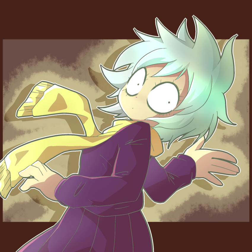 1girl, \||/, blue_hair, border, brown_border, brown_outline, closed_mouth, constricted_pupils