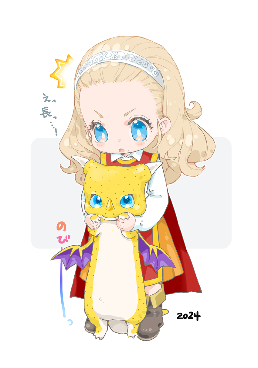 1girl, 2024, anlucea, blonde_hair, blue_eyes, blush, blush_stickers, boots