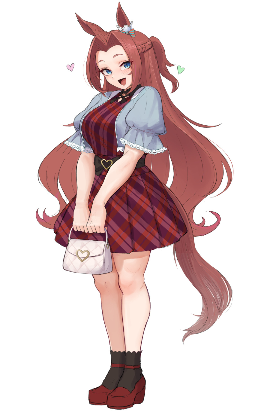 1girl, :d, absurdres, animal_ears, bag, benikirin, black_socks, blue_eyes