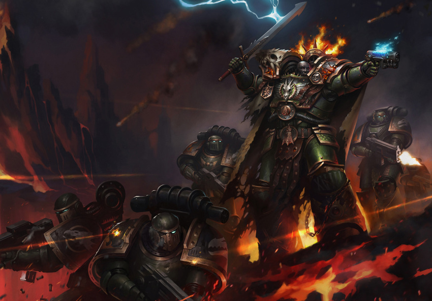 5boys, adeptus_astartes, armor, armored_boots, bald, bolter, boots, breastplate