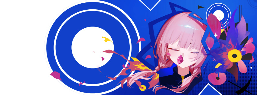 1girl, absurdres, closed_eyes, closed_mouth, eriri2000420, floating_hair, flower, highres