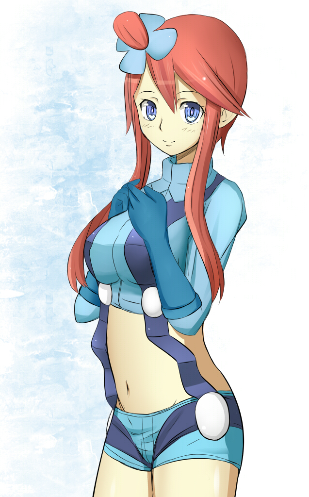 fuuro_(pokemon), gloves, gym_leader, hair_ornament, midriff, navel, nes_(sigma), pokemon, pokemon_(game), pokemon_black_and_white, pokemon_bw, red_hair, redhead, shorts