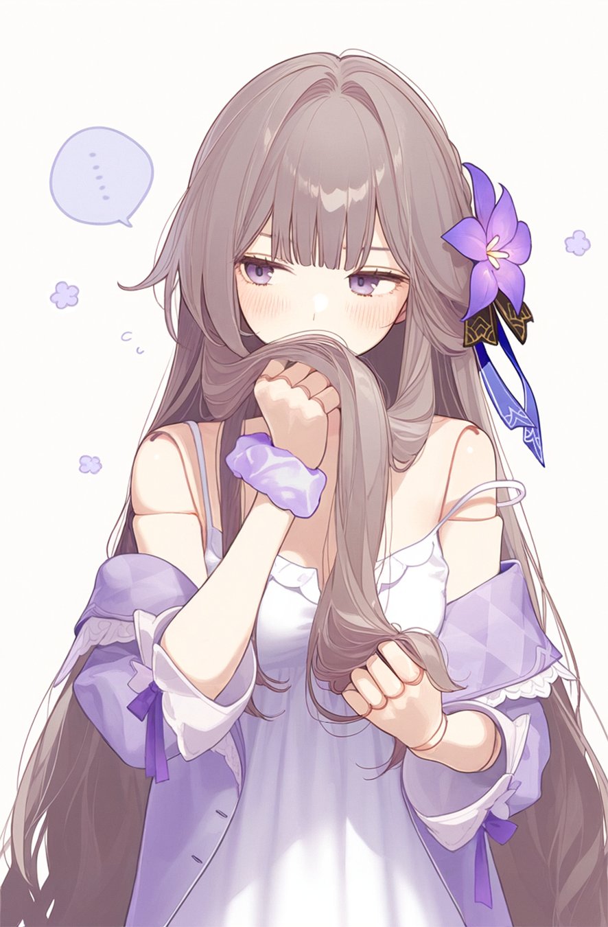 ..., 1girl, ai-assisted, blush, brown_hair, commentary, doll_joints, embarrassed