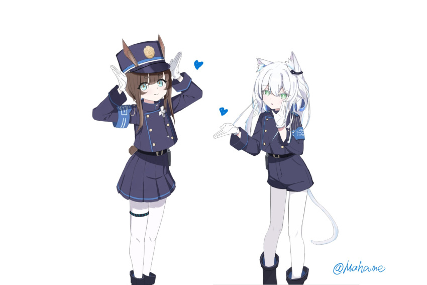 2girls, amiya_(arknights), animal_ear_fluff, animal_ears, aqua_eyes, arknights, armband, arms_up