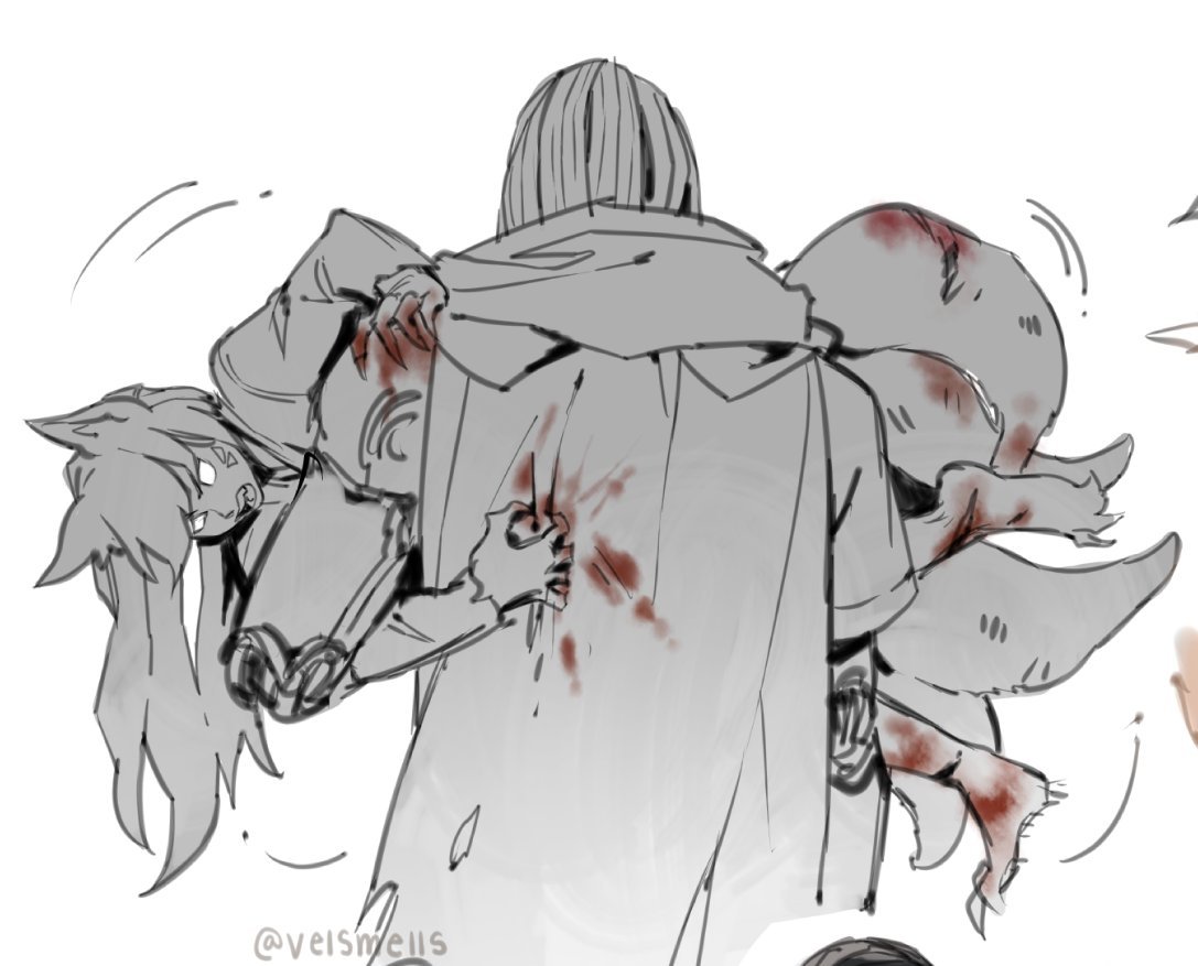 alternate_costume, alternate_universe, angry, animal_ears, blood, blood_on_clothes, blood_on_face, blood_on_feet